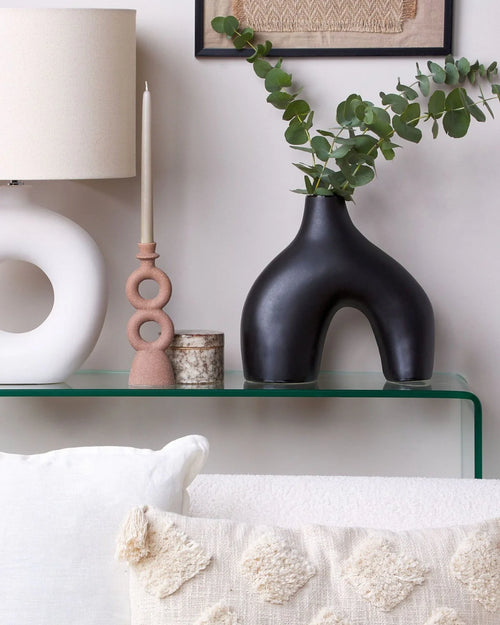Black Porcelain Vase – 31 cm Modern Flower Vase