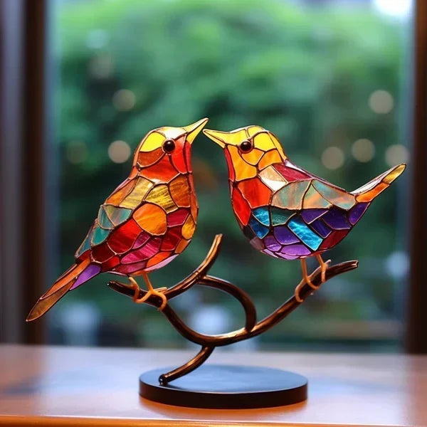 Handmade Bird Statue – Vibrant Glass Art for Elegant Interiors