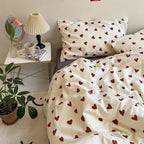 Heart Motif Duvet Cover Set – Cozy Bedding for Couples in Soft Polyester 0