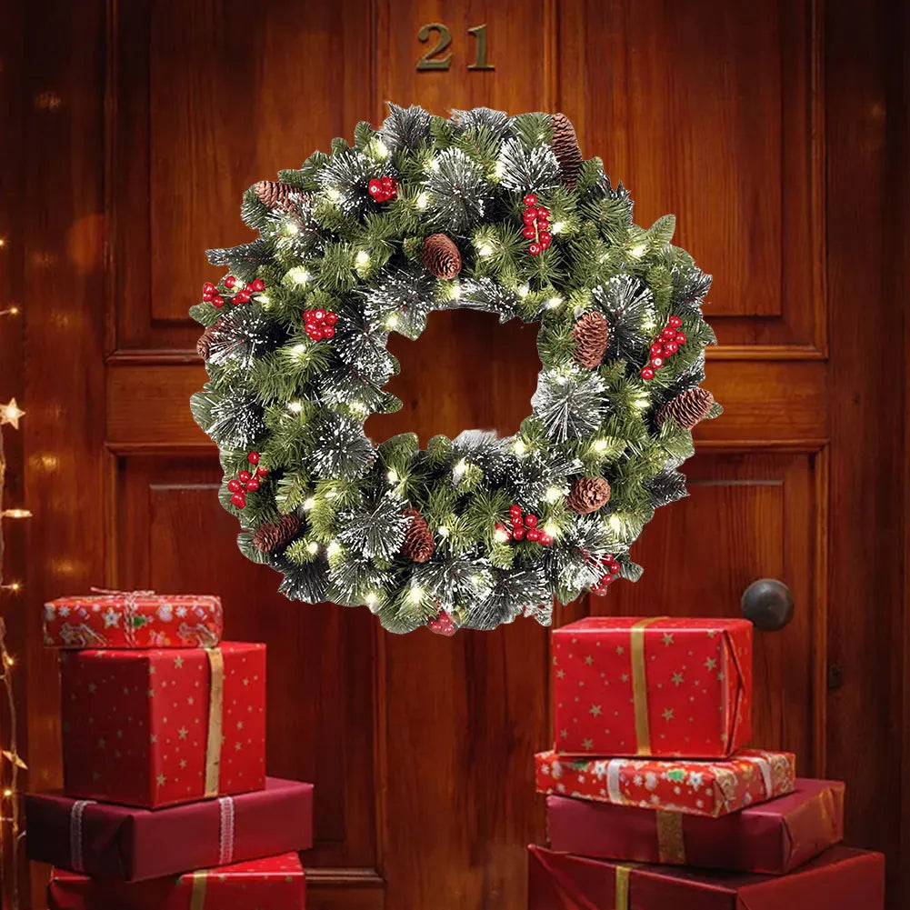 Illuminated Christmas Wreath for Front Door – Eco-Friendly Holiday Decor 2