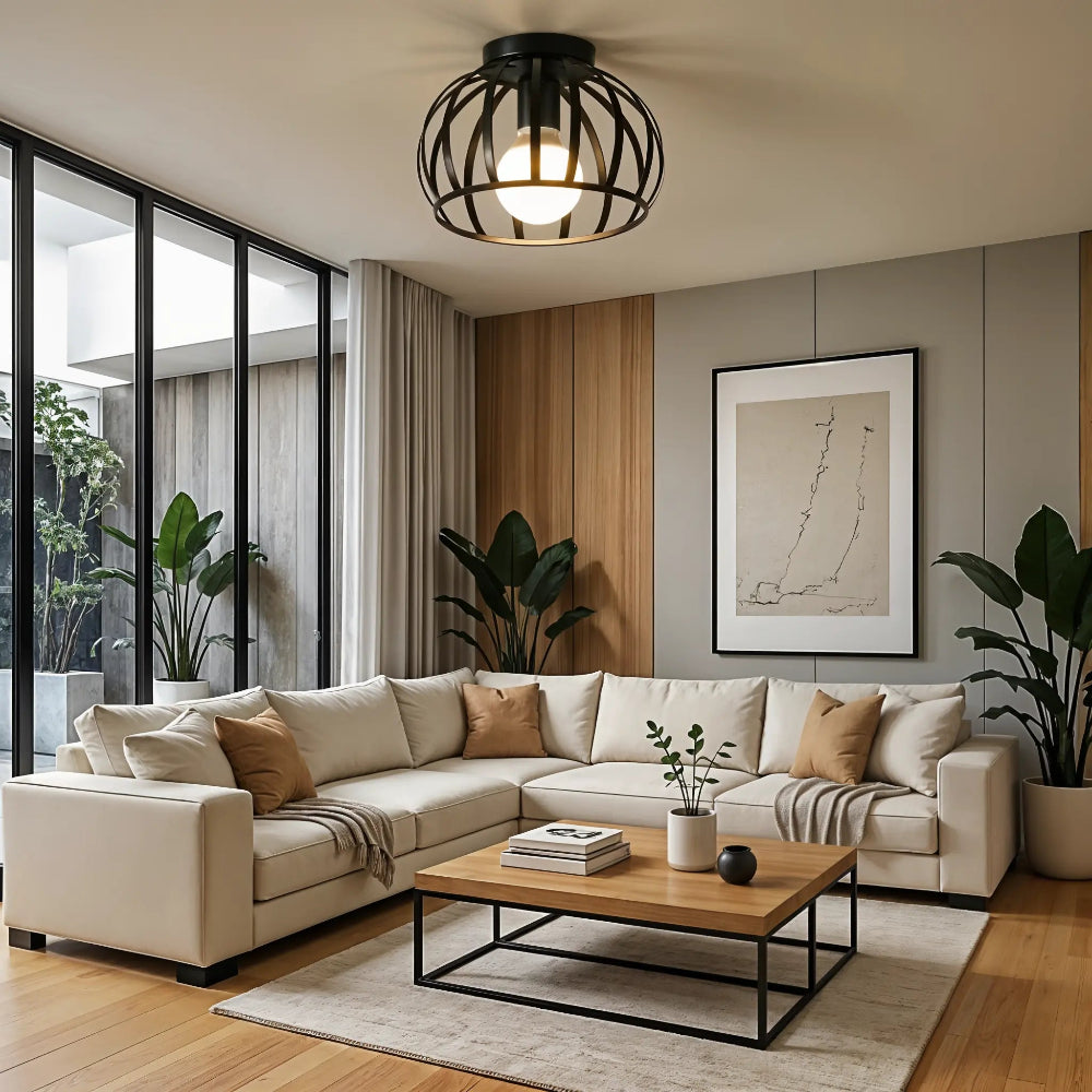 Industrial Black Metal Ceiling Light – Vintage Design