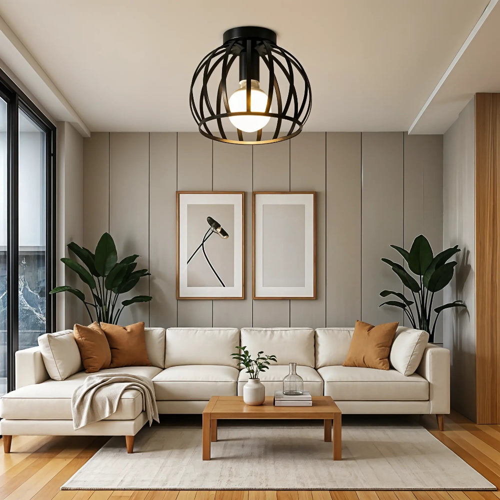 Industrial Black Metal Ceiling Light – Vintage Design