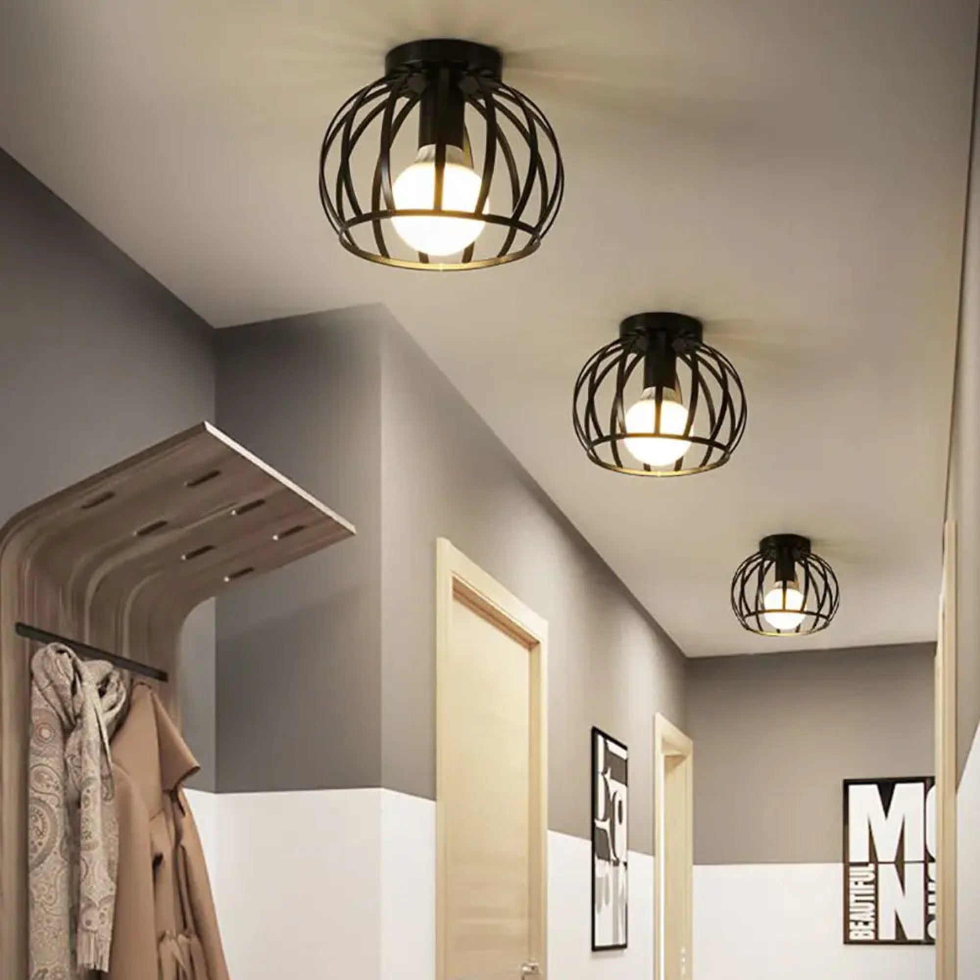 Industrial Black Metal Ceiling Light – Vintage Design