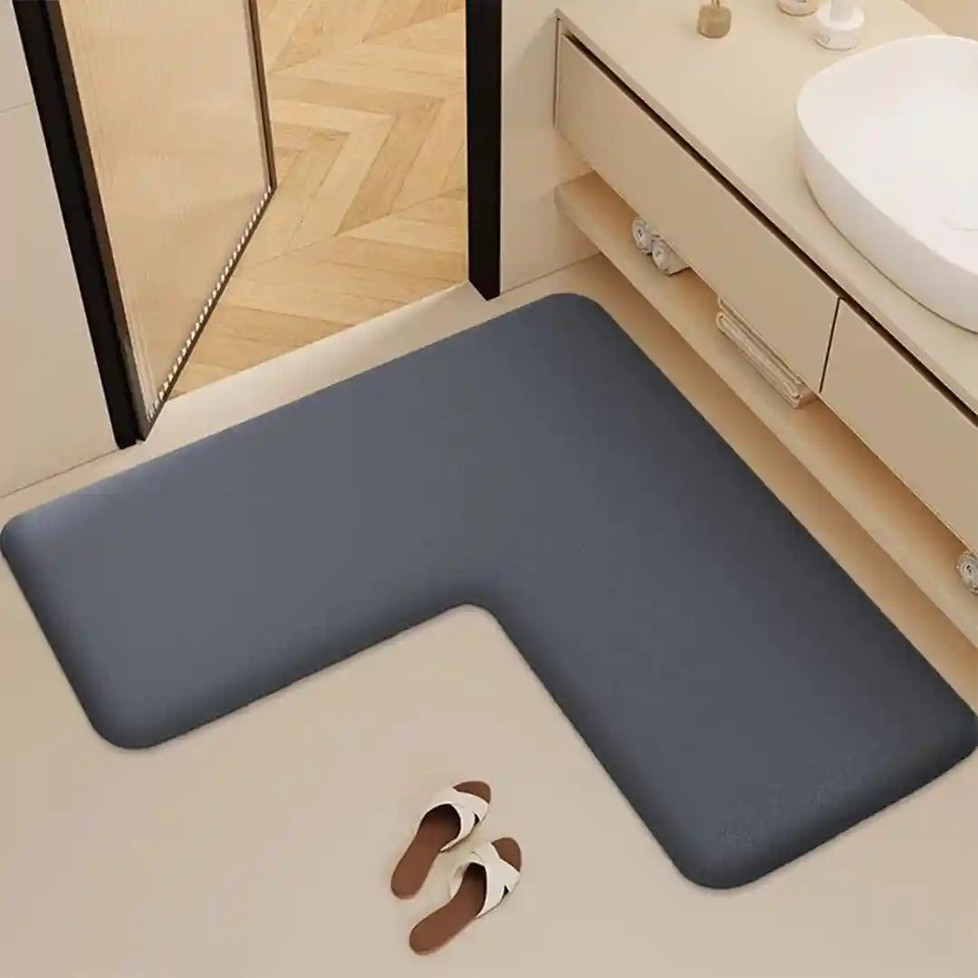 L-Shaped Thickened Flannel Non Slip Bath Mat – Ultra-Soft, Absorbent Toilet & Shower Floor Mat