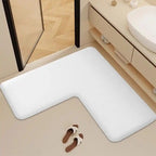L-Shaped Thickened Flannel Non Slip Bath Mat – Ultra-Soft, Absorbent Toilet & Shower Floor Mat