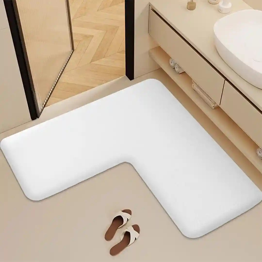 L-Shaped Thickened Flannel Non Slip Bath Mat – Ultra-Soft, Absorbent Toilet & Shower Floor Mat