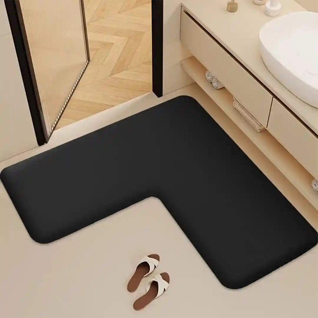 L-Shaped Thickened Flannel Non Slip Bath Mat – Ultra-Soft, Absorbent Toilet & Shower Floor Mat