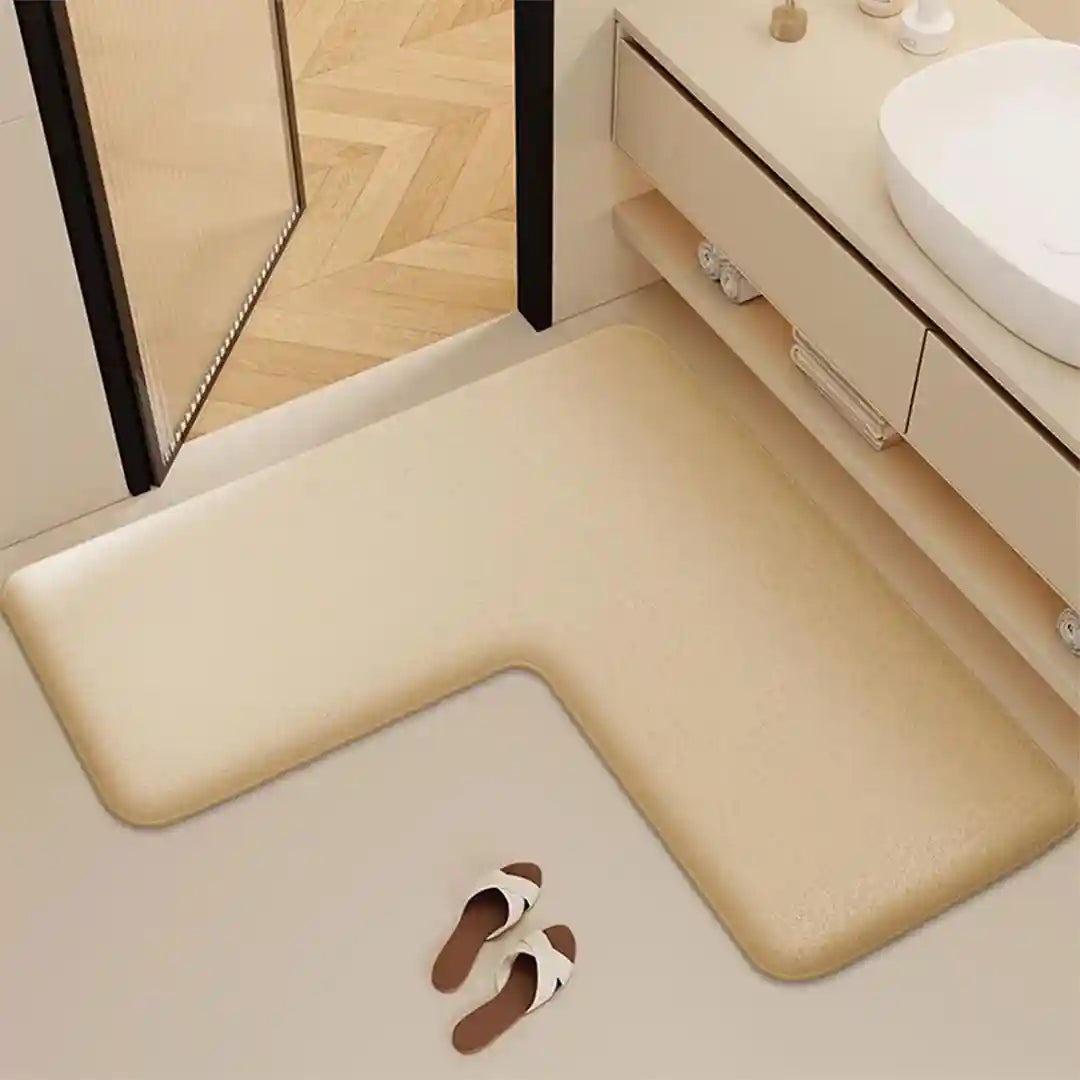 L-Shaped Thickened Flannel Non Slip Bath Mat – Ultra-Soft, Absorbent Toilet & Shower Floor Mat