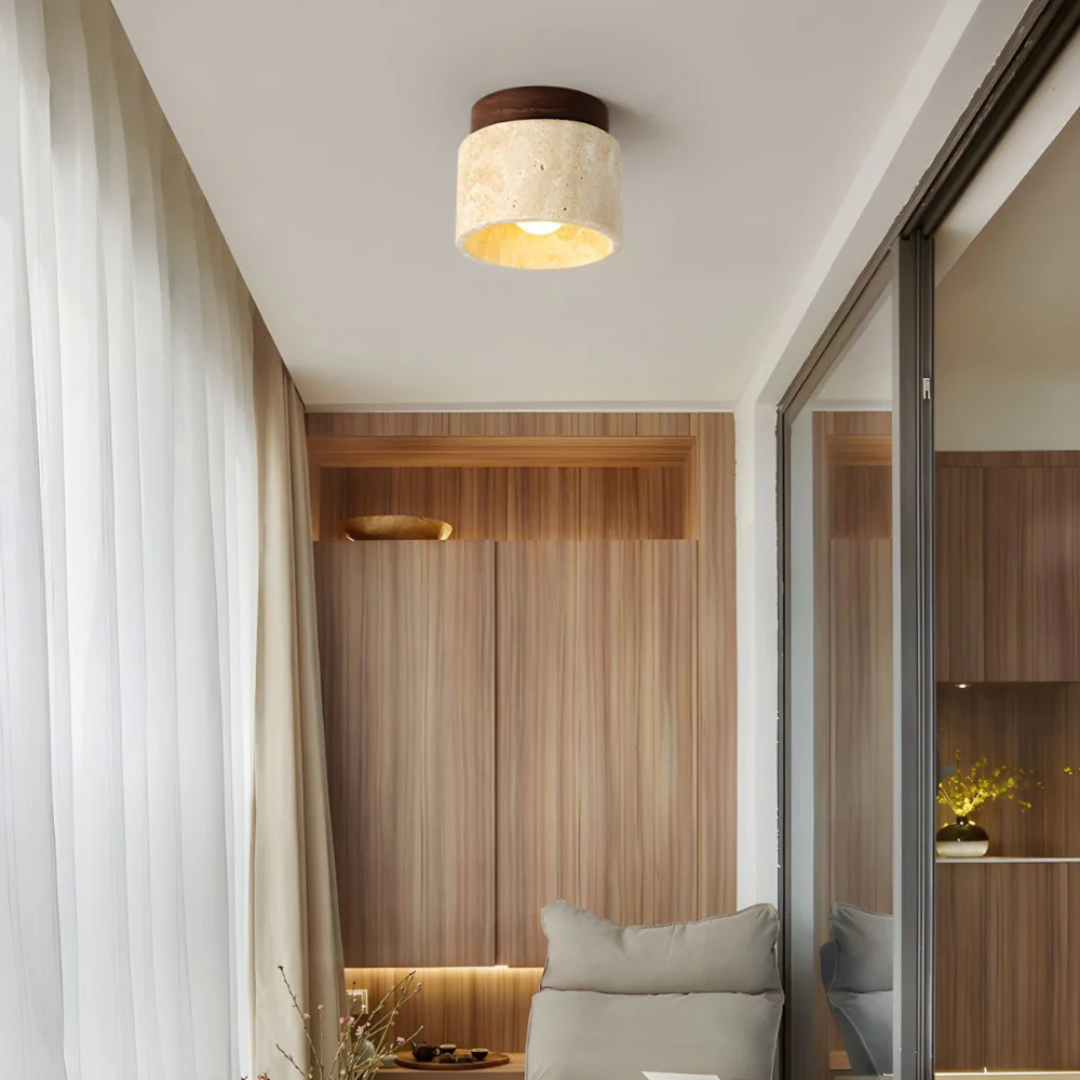 LED Ceiling Light Fixture with Wooden Accent – Modern Cylindrical Design 2