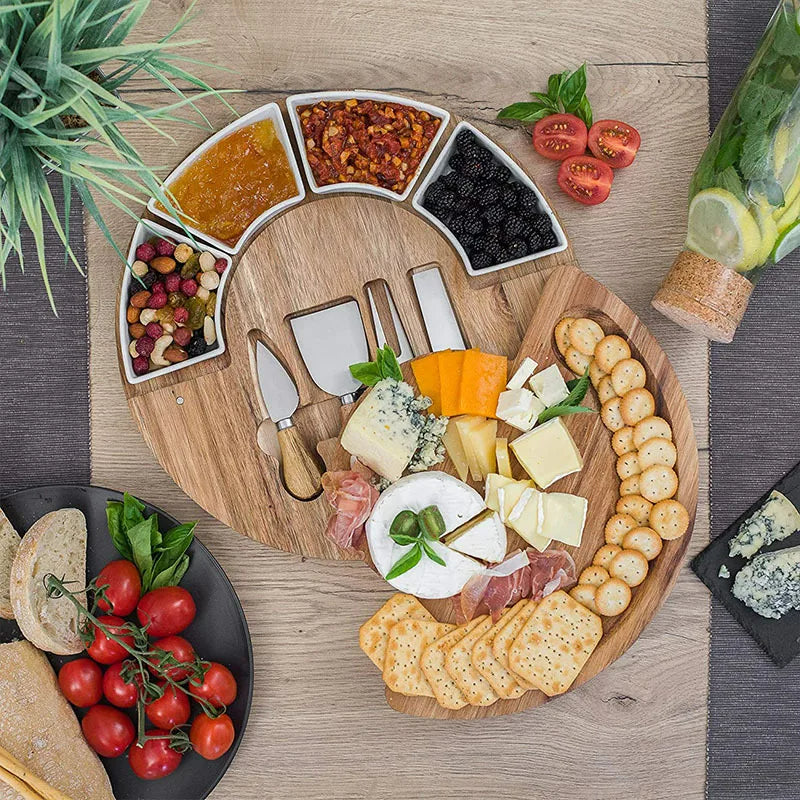 Large Charcuterie Board Set with Ceramic Bowls and Stainless Steel Knives 1