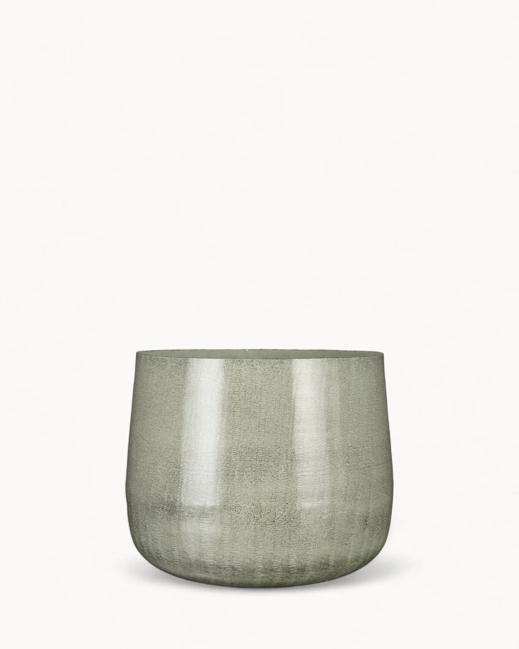 Large Light Grey Metal Plant Pot – 37 cm Modern Industrial Style