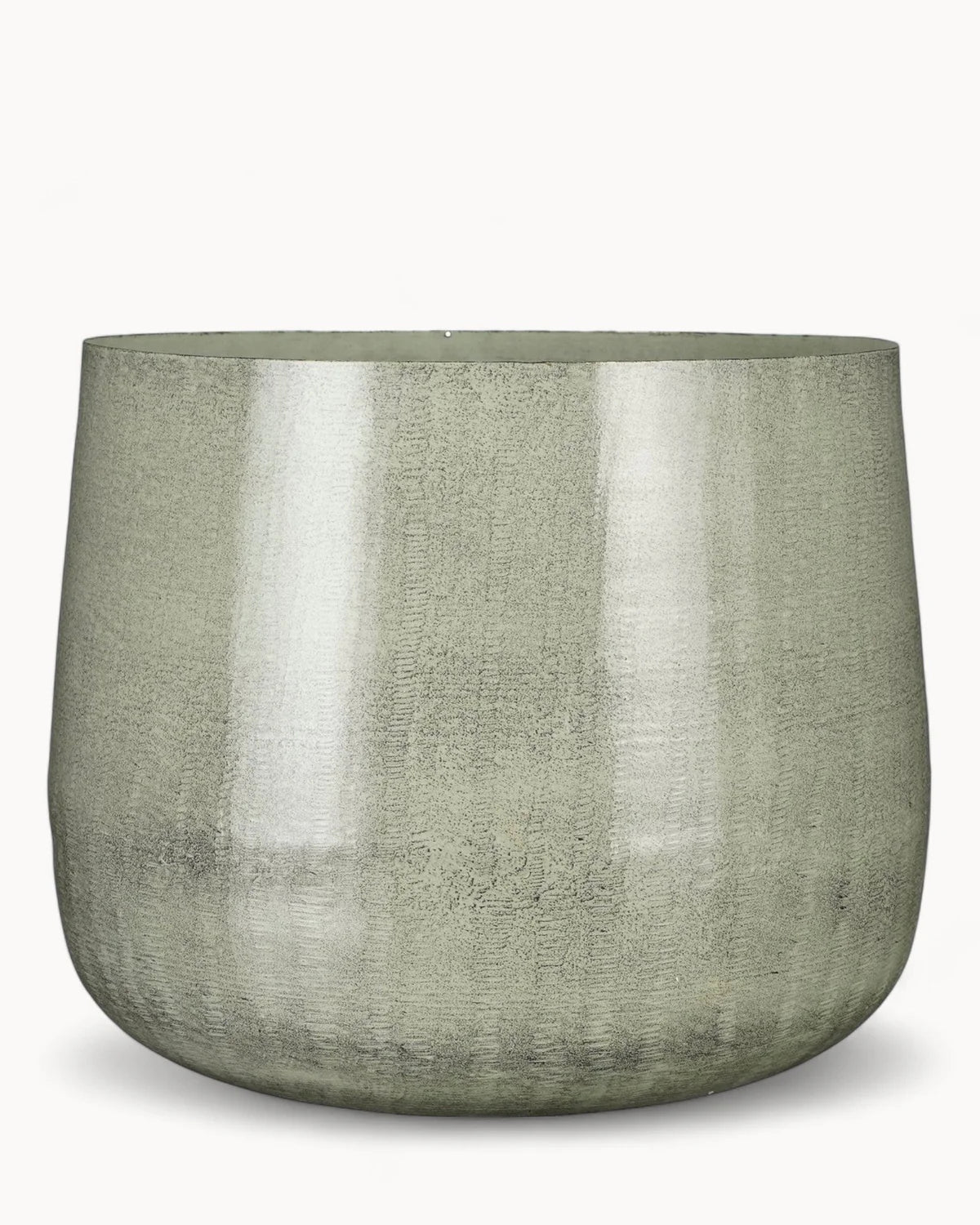 Large Light Grey Metal Plant Pot – 37 cm Modern Industrial Style