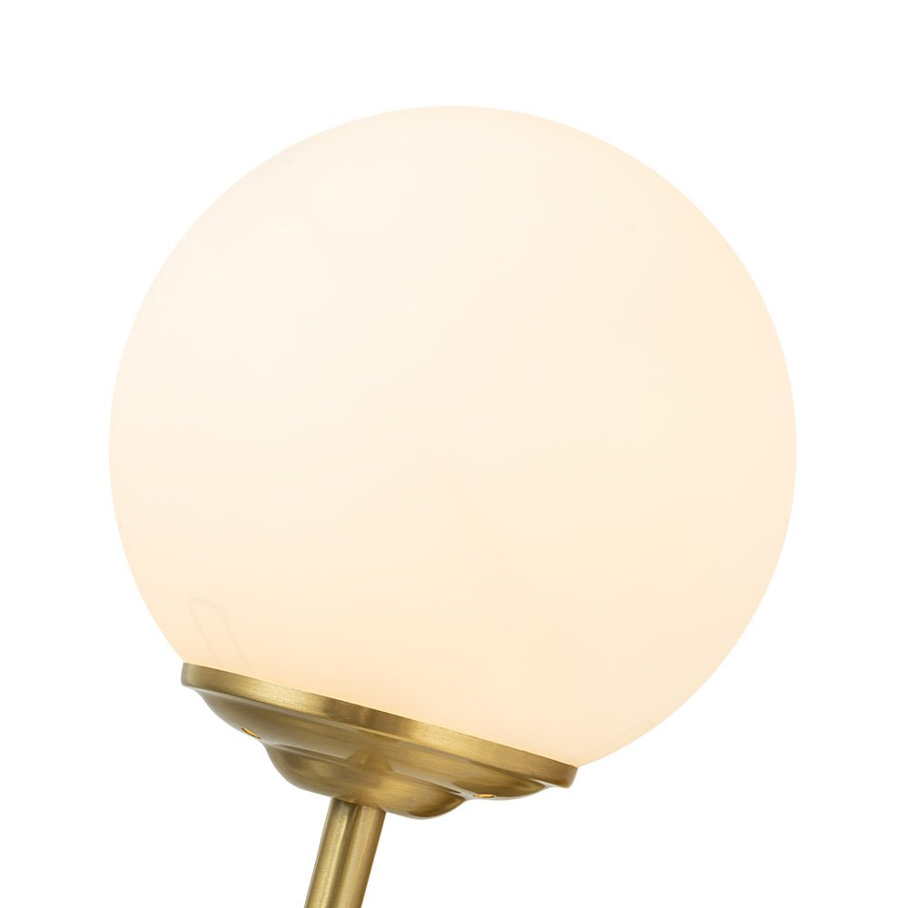 Mid-Century 1-Light Brass Frosted Glass Globe Wall Lamp