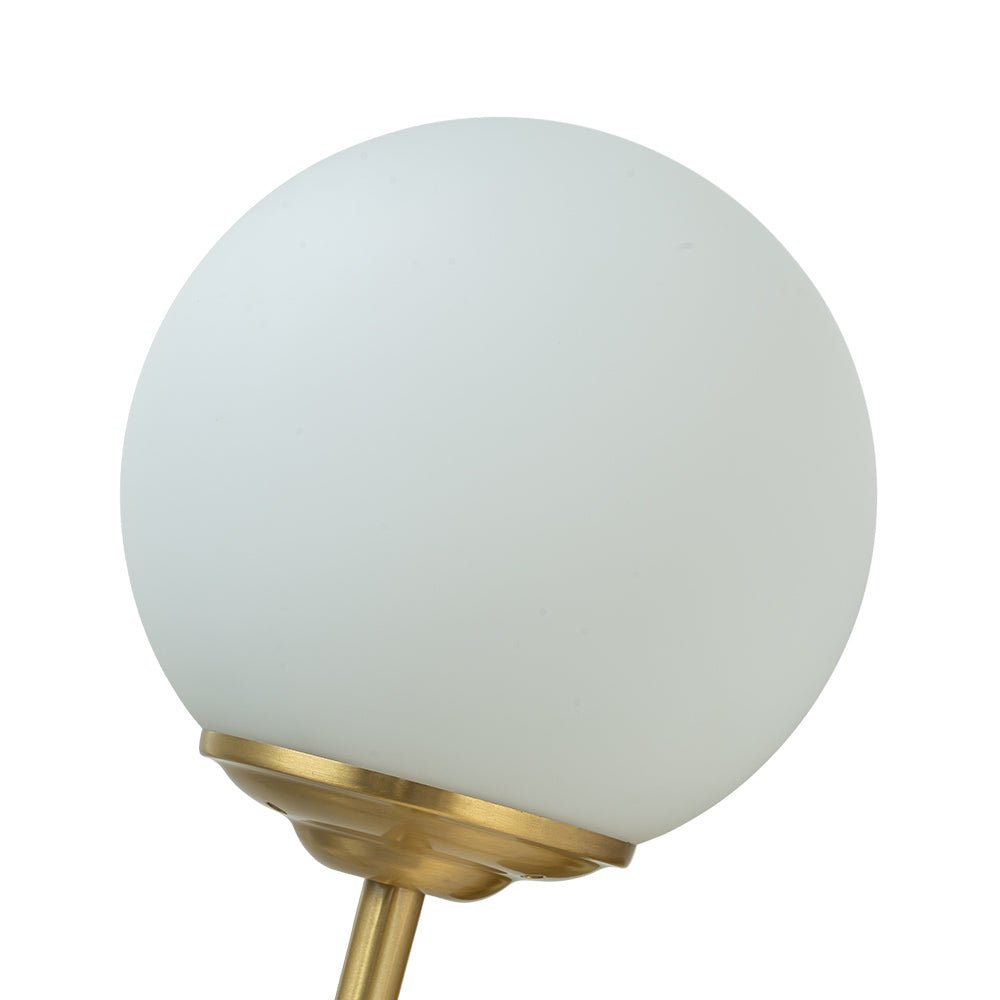 Mid-Century 1-Light Brass Frosted Glass Globe Wall Lamp