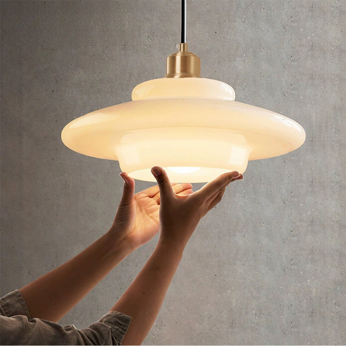 White Glass Pendant Light – Mid-Century Elegance in Modern Form