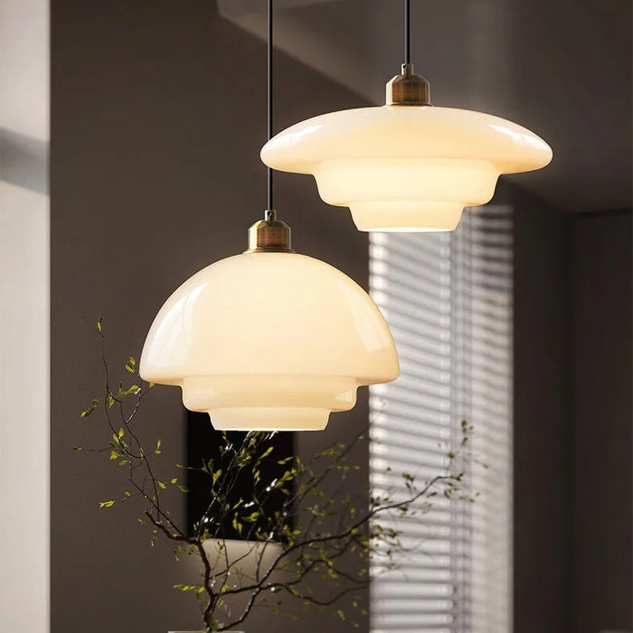 White Glass Pendant Light – Mid-Century Elegance in Modern Form