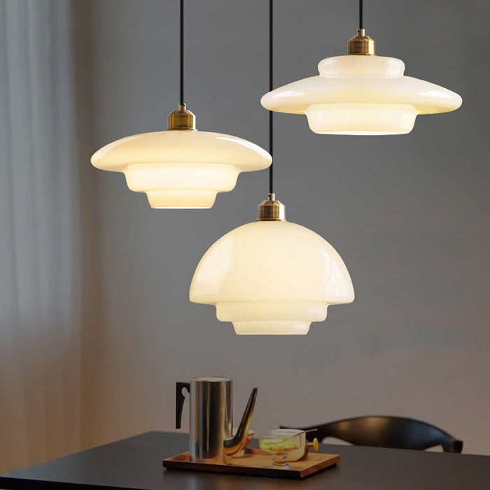 White Glass Pendant Light – Mid-Century Elegance in Modern Form
