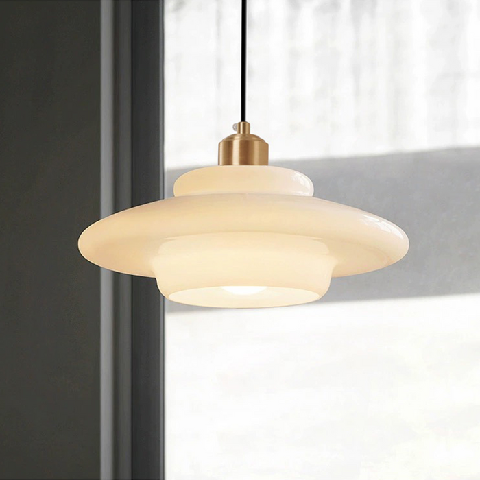 White Glass Pendant Light – Mid-Century Elegance in Modern Form