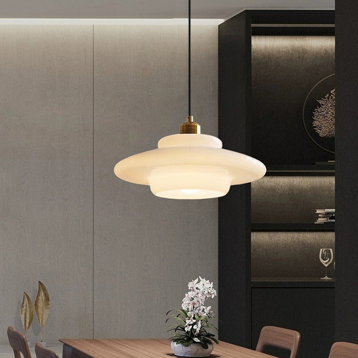 White Glass Pendant Light – Mid-Century Elegance in Modern Form