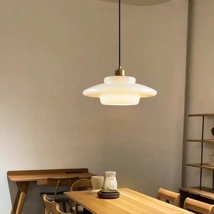 White Glass Pendant Light – Mid-Century Elegance in Modern Form