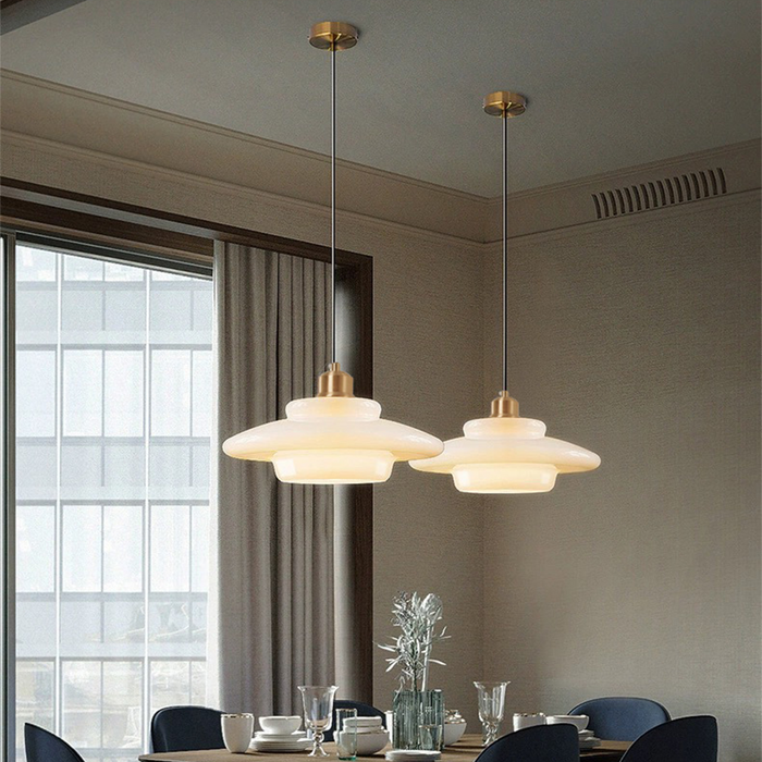 White Glass Pendant Light – Mid-Century Elegance in Modern Form