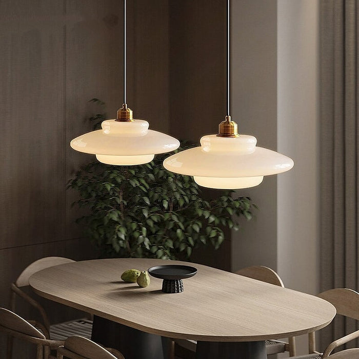White Glass Pendant Light – Mid-Century Elegance in Modern Form