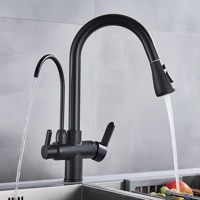 Modern Black Kitchen Faucet with Pull-Out Sprayer – Stylish Sink Tap for Easy Use 2