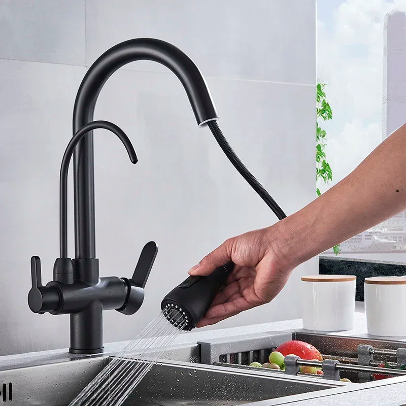 Modern Black Kitchen Faucet with Pull-Out Sprayer – Stylish Sink Tap for Easy Use 3