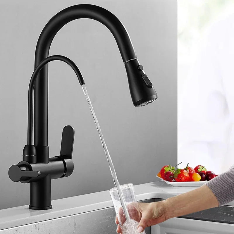 Modern Black Kitchen Faucet with Pull-Out Sprayer – Stylish Sink Tap for Easy Use 4