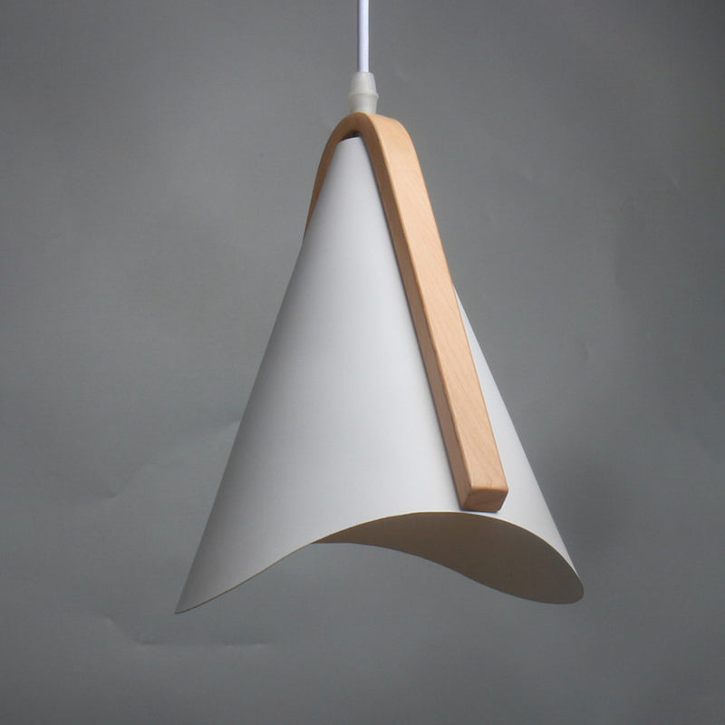 Modern Conic Drop Pendant Light – Stylish White Wood Finish Lighting
