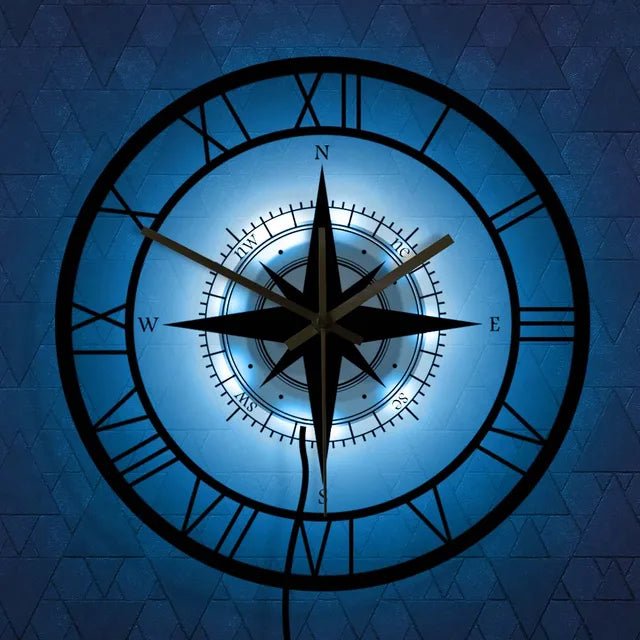 Luxury Nautical Compass Wall Clock – Precision Craftsmanship