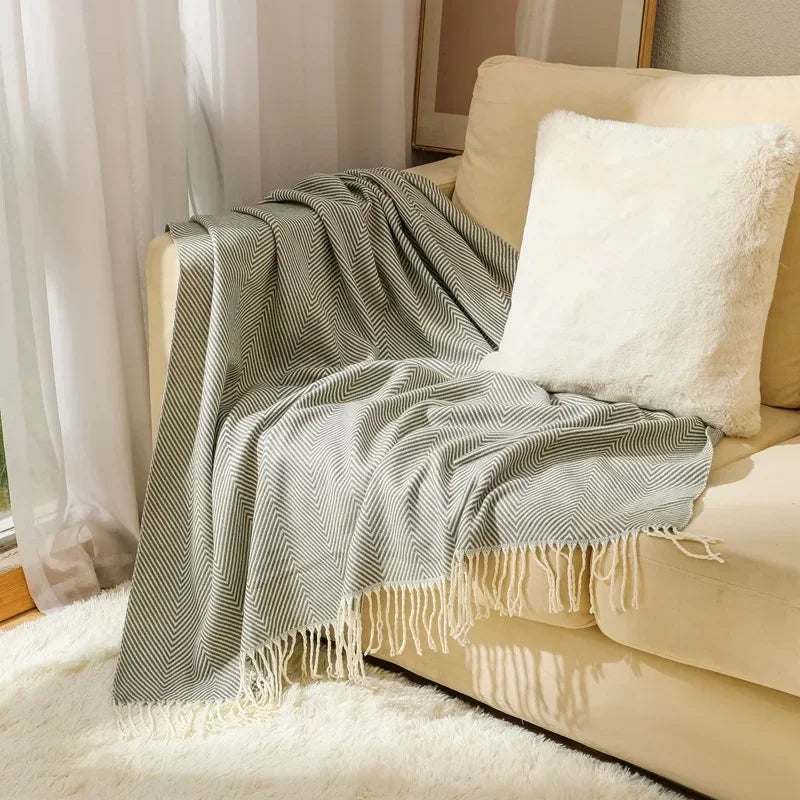 Elegant Scandinavian Nordic Stripe Blanket – Perfect for Lounging
