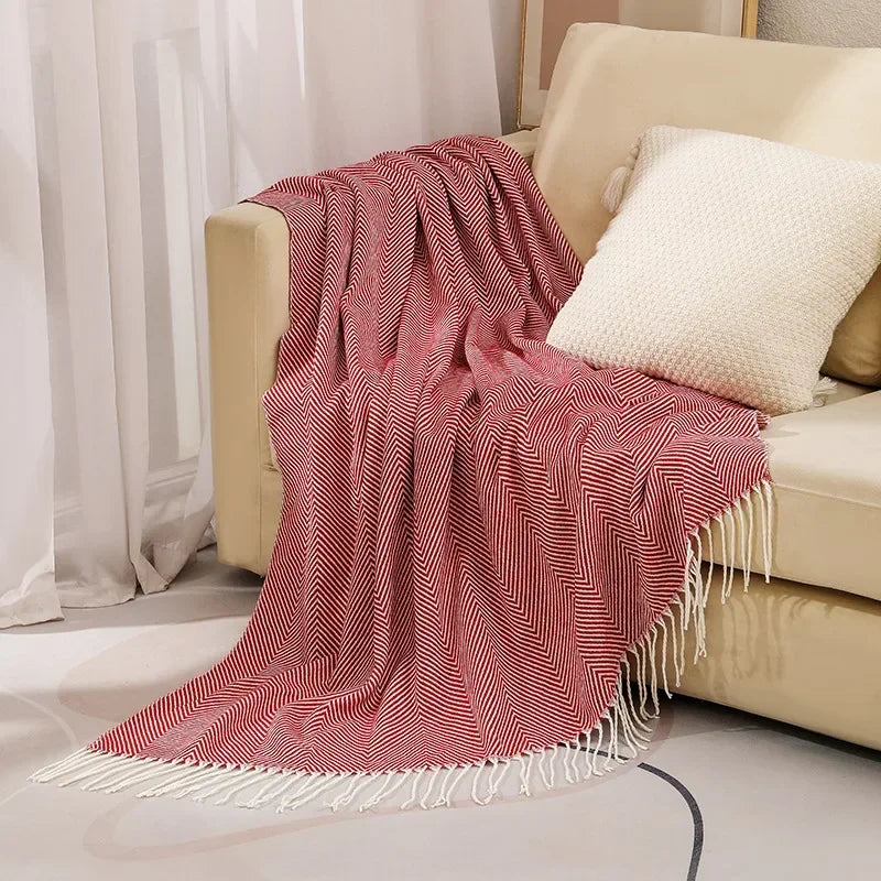 Elegant Scandinavian Nordic Stripe Blanket – Perfect for Lounging