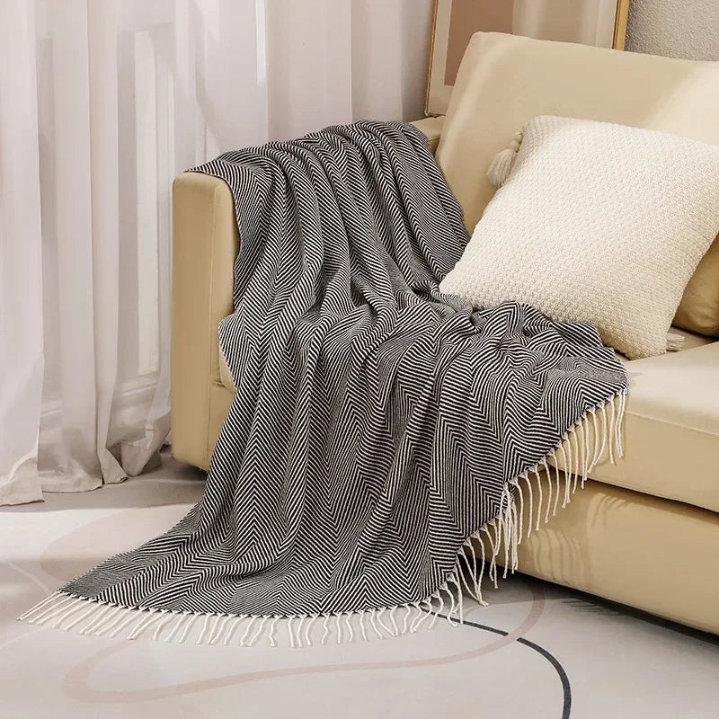 Elegant Scandinavian Nordic Stripe Blanket – Perfect for Lounging
