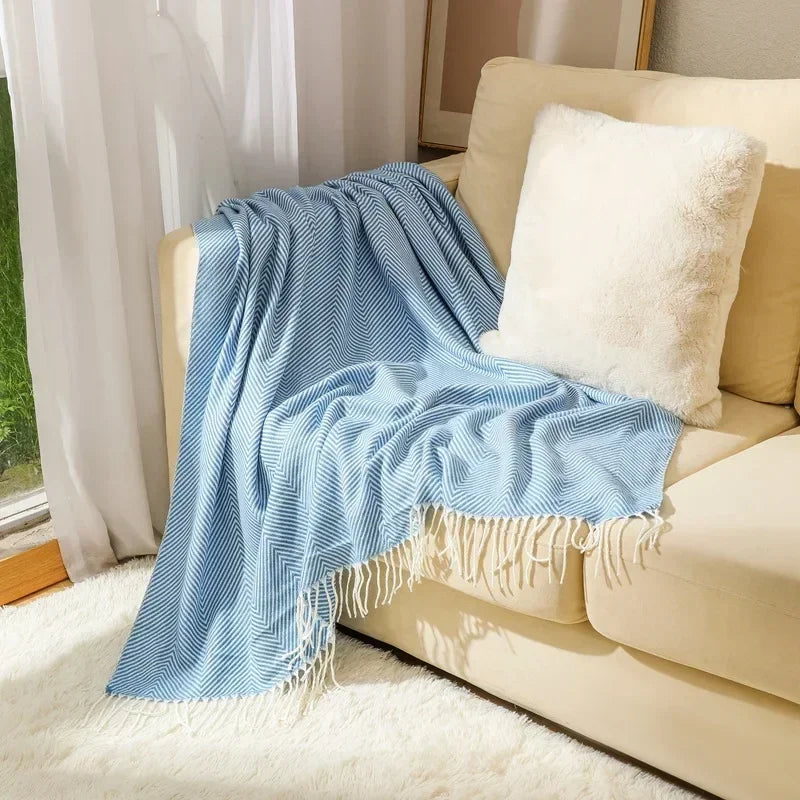 Elegant Scandinavian Nordic Stripe Blanket – Perfect for Lounging