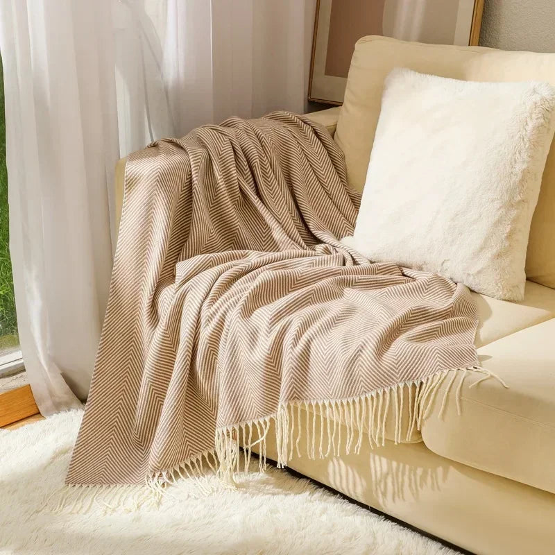 Elegant Scandinavian Nordic Stripe Blanket – Perfect for Lounging