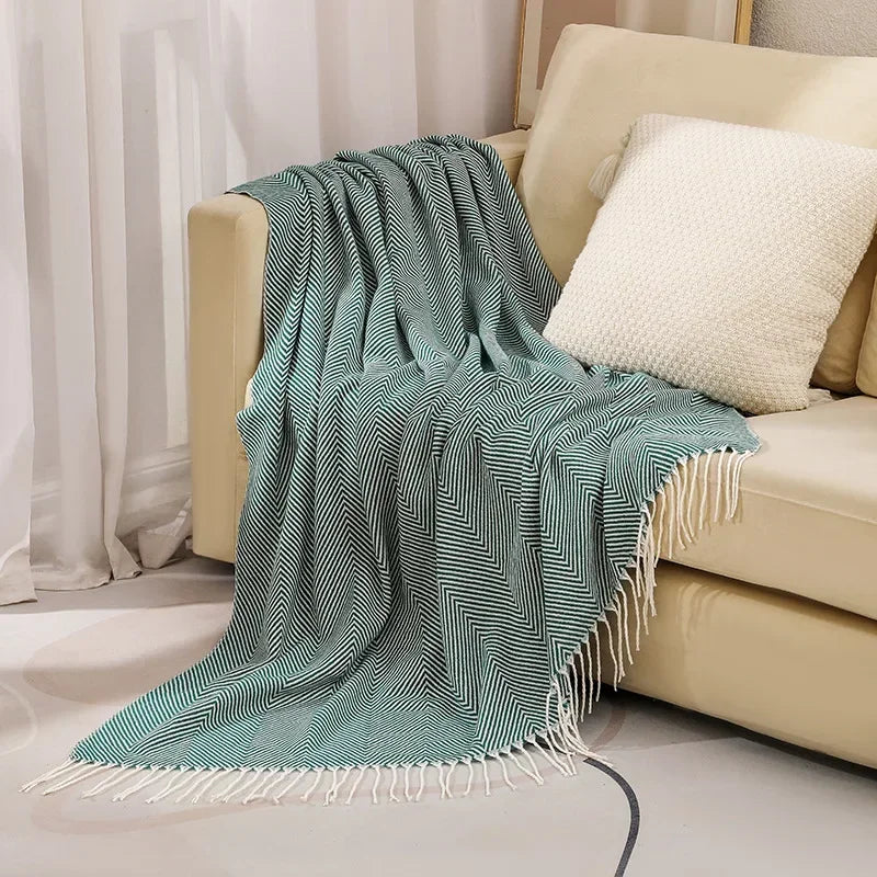 Elegant Scandinavian Nordic Stripe Blanket – Perfect for Lounging