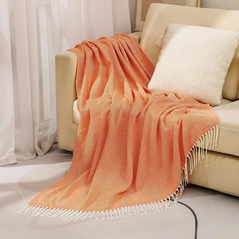 Elegant Scandinavian Nordic Stripe Blanket – Perfect for Lounging