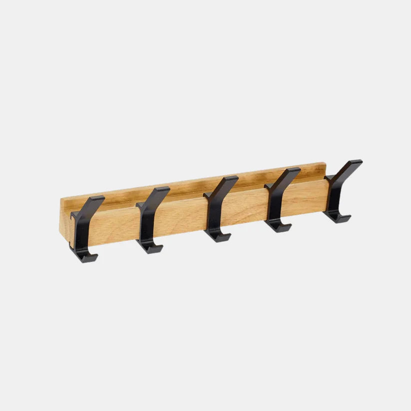 Nordic Wall Coat Rack – Removable Hook, Black Wood & Aluminum