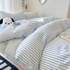 Pink Striped Bedding Set – Cozy Cotton Duvet Covers for Aesthetic Bedrooms
