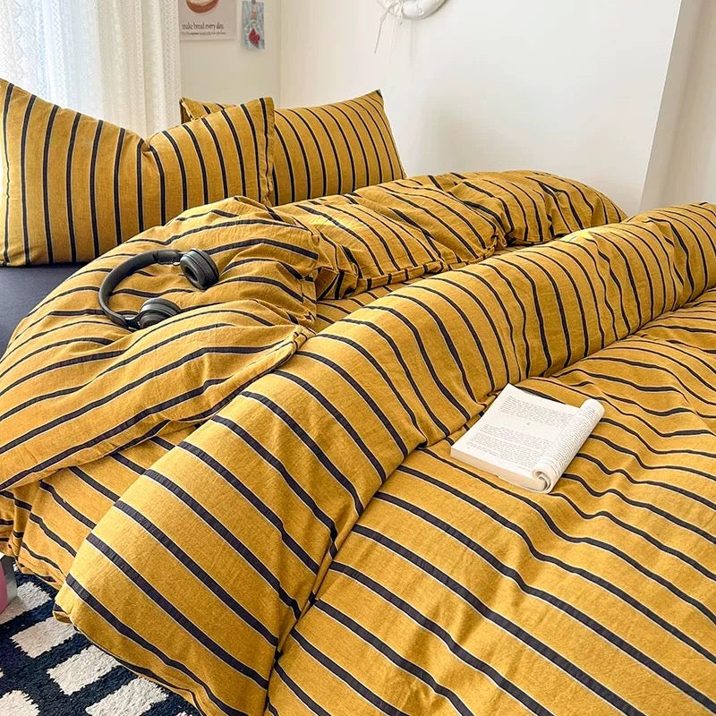 Pink Striped Bedding Set – Cozy Cotton Duvet Covers for Aesthetic Bedrooms