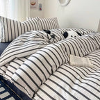 Pink Striped Bedding Set – Cozy Cotton Duvet Covers for Aesthetic Bedrooms