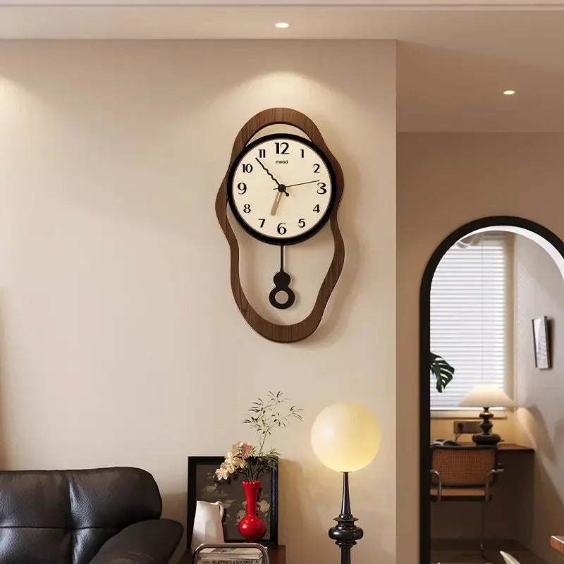 Retro Modern Wall Clock with Timber Finish – Stylish Home Decor