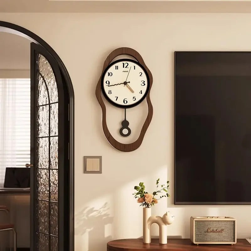 Retro Modern Wall Clock with Timber Finish – Stylish Home Decor