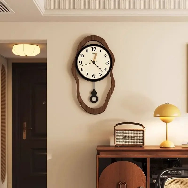 Retro Modern Wall Clock with Timber Finish – Stylish Home Decor