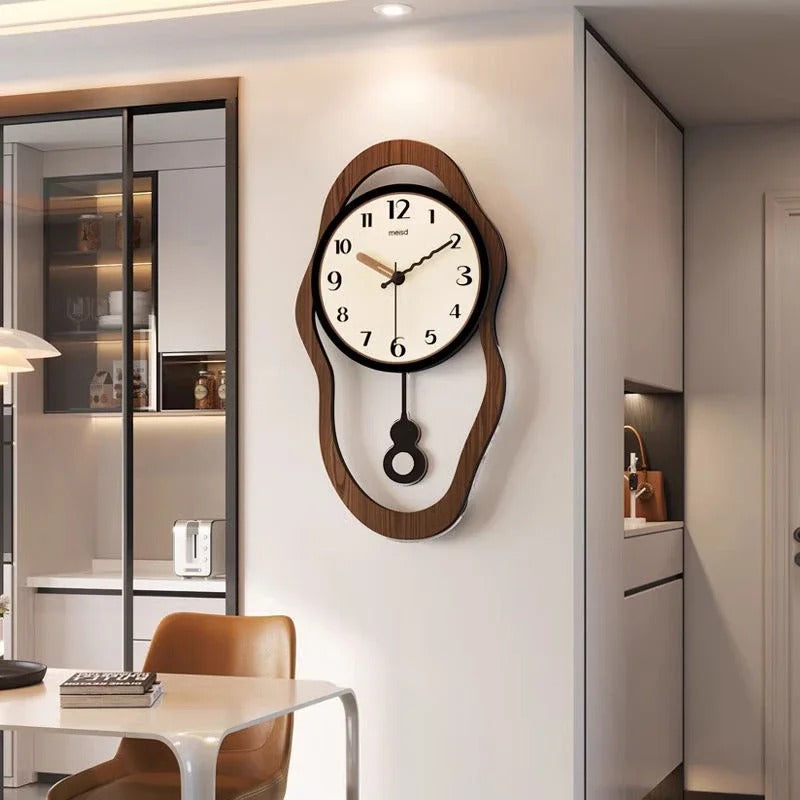 Retro Modern Wall Clock with Timber Finish – Stylish Home Decor