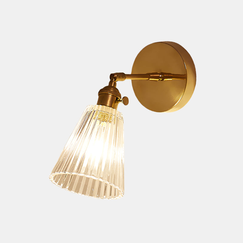 Ribbed Glass Wall Lamp – Modern Wall Sconce Light for Bedroom and Bathroom 0