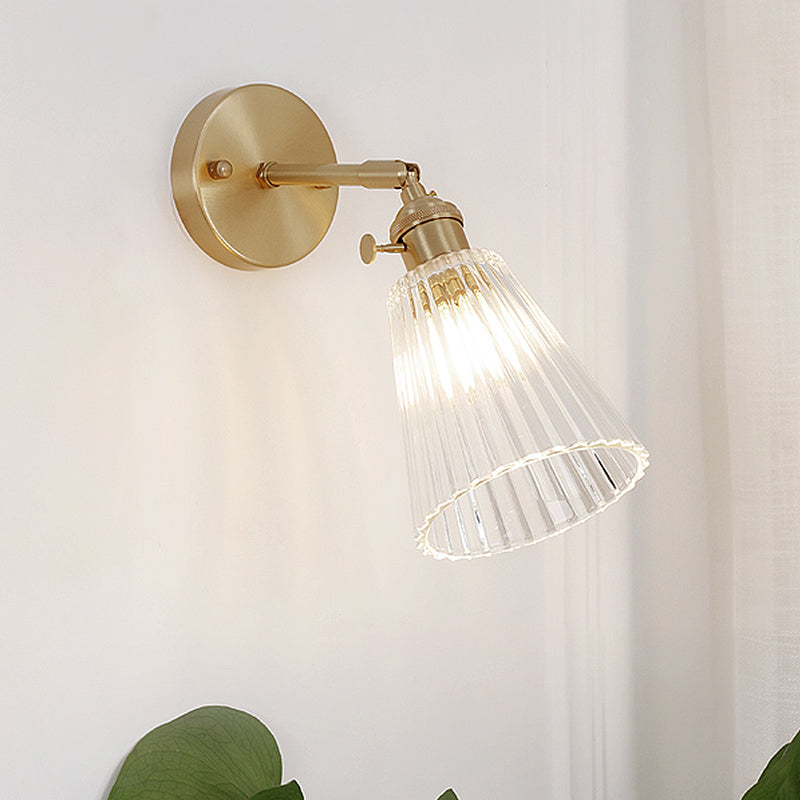 Ribbed Glass Wall Lamp – Modern Wall Sconce Light for Bedroom and Bathroom 2