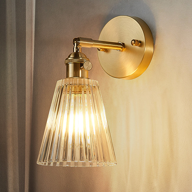 Ribbed Glass Wall Lamp – Modern Wall Sconce Light for Bedroom and Bathroom 3