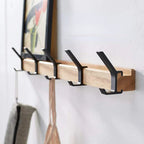 Nordic Wall Coat Rack – Removable Hook, Black Wood & Aluminum